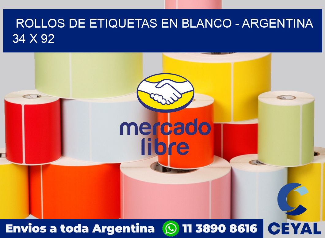 Rollos de etiquetas en blanco - Argentina 34 x 92