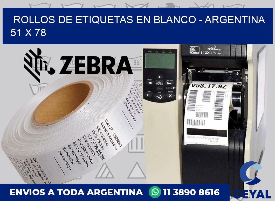 Rollos de etiquetas en blanco – Argentina 51 x 78