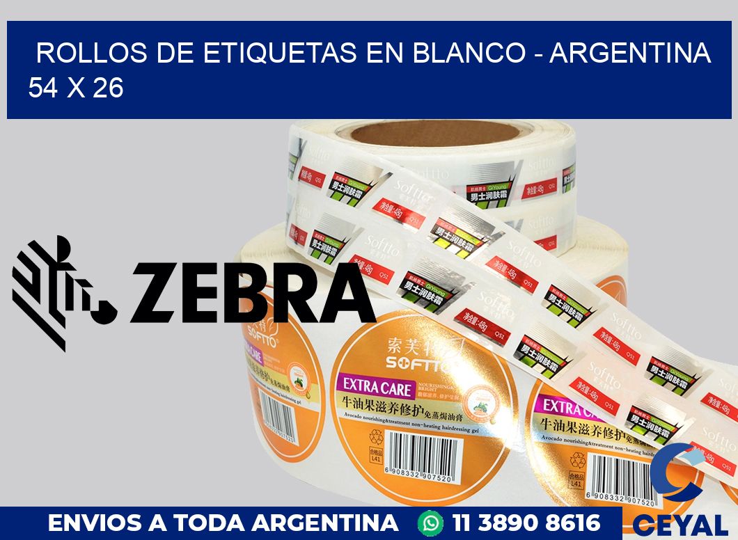 Rollos de etiquetas en blanco - Argentina 54 x 26