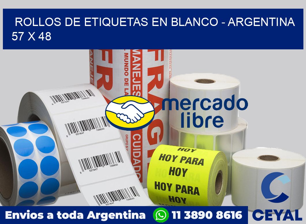 Rollos de etiquetas en blanco – Argentina 57 x 48