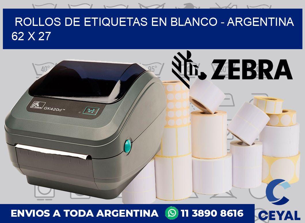 Rollos de etiquetas en blanco – Argentina 62 x 27