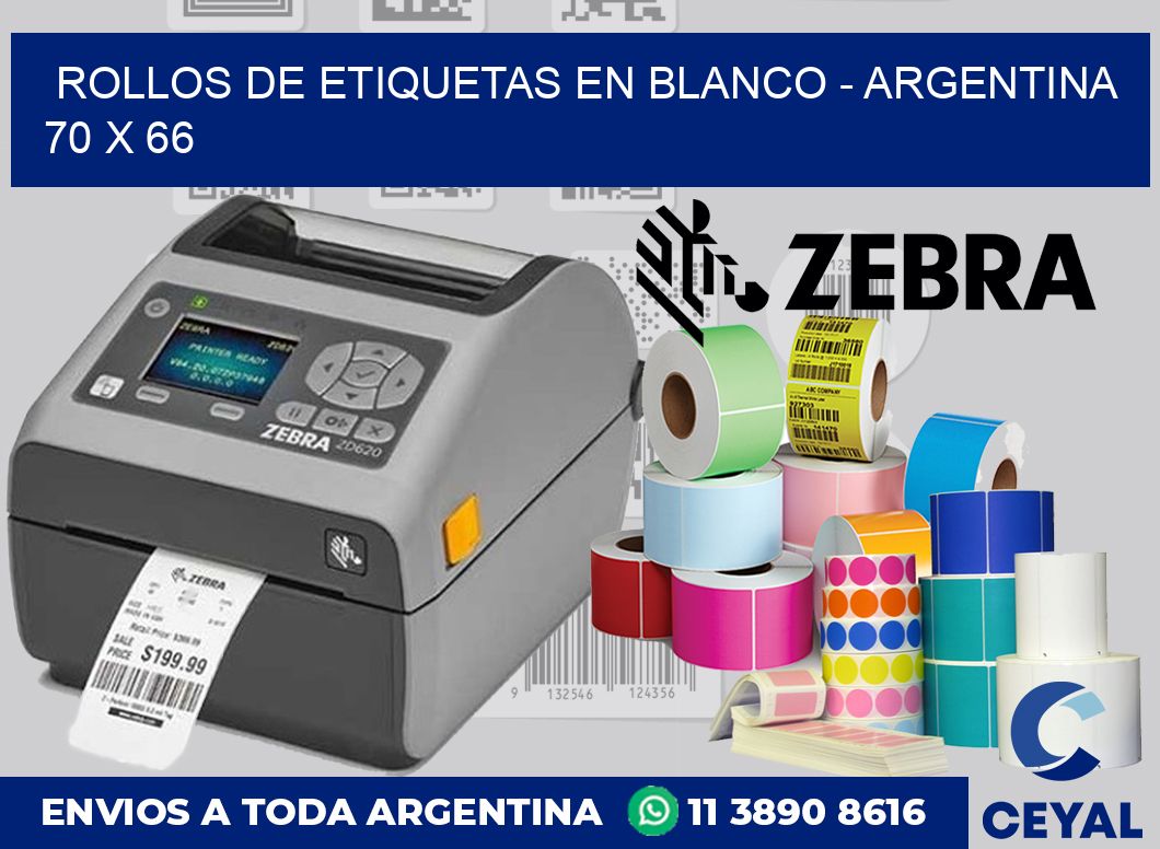 Rollos de etiquetas en blanco – Argentina 70 x 66
