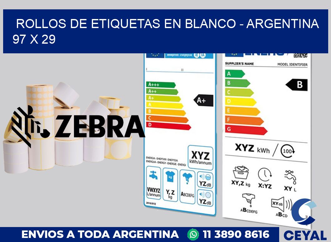 Rollos de etiquetas en blanco - Argentina 97 x 29