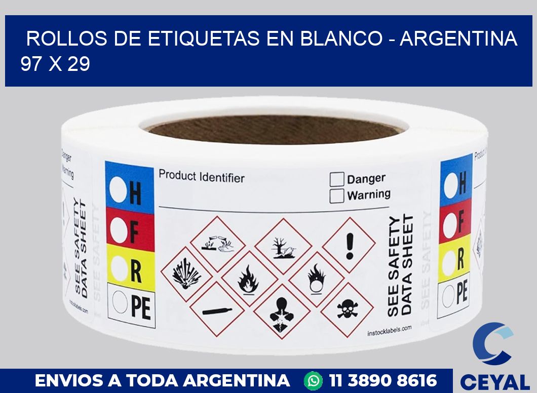 Rollos de etiquetas en blanco – Argentina 97 x 29