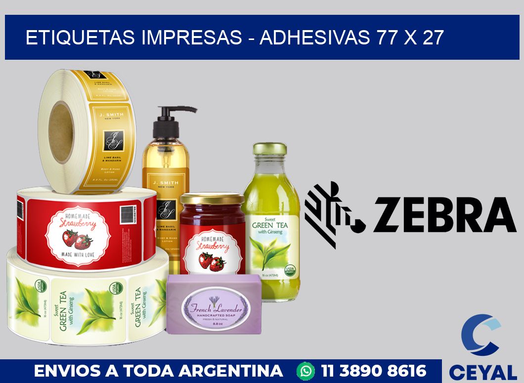 etiquetas impresas - Adhesivas 77 x 27