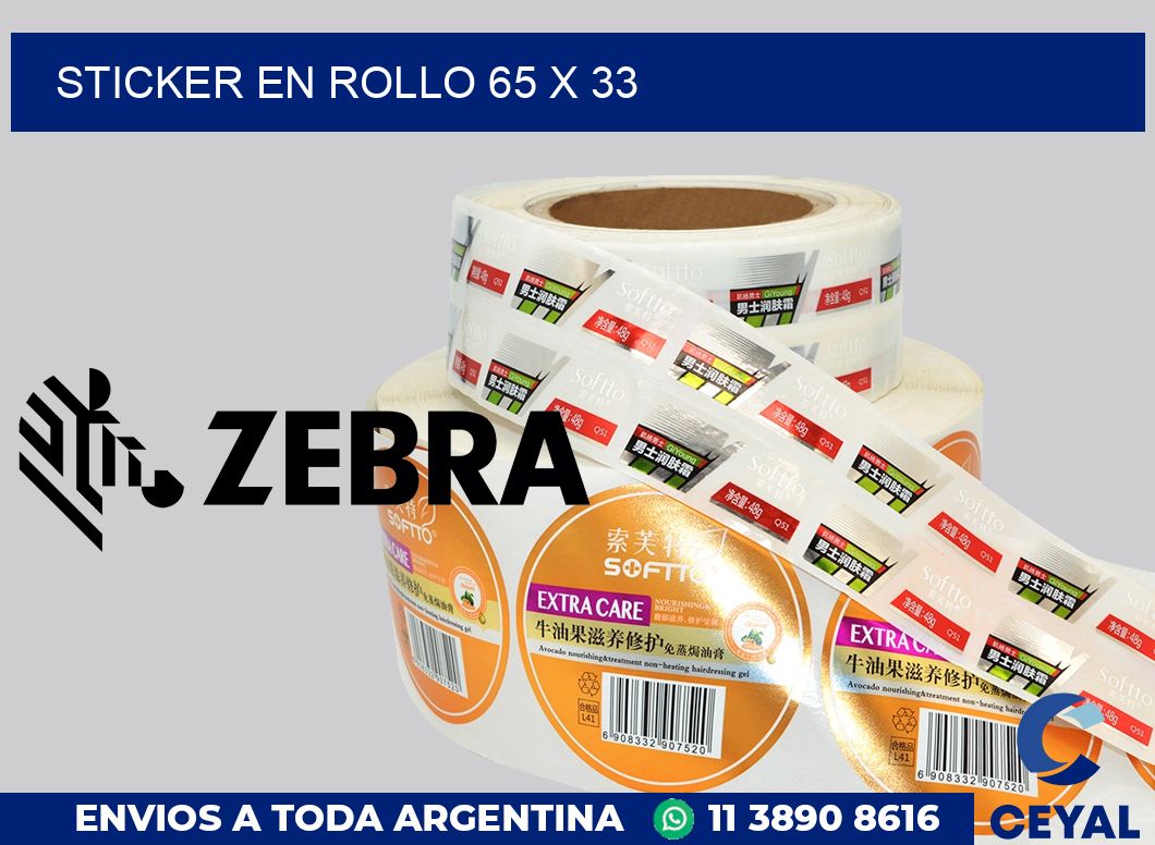 sticker en rollo 65 x 33