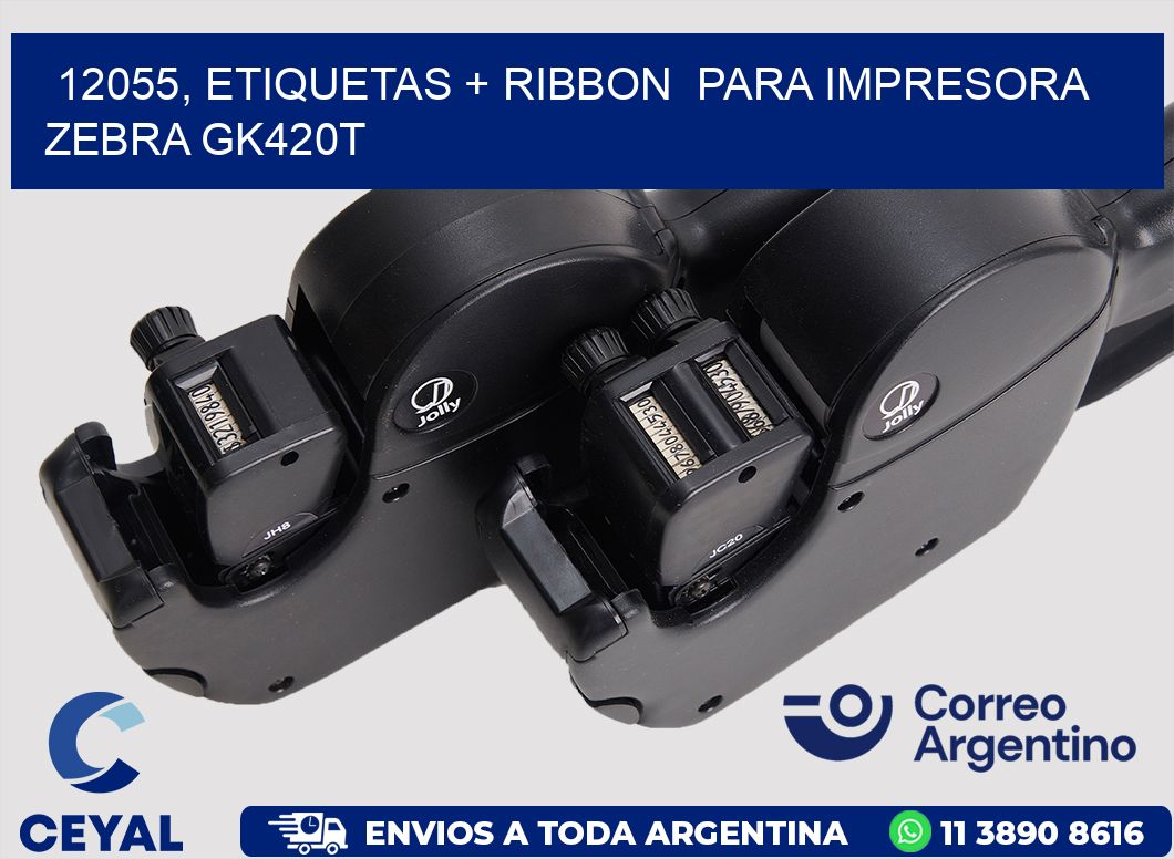 12055, etiquetas + ribbon  para impresora zebra GK420T