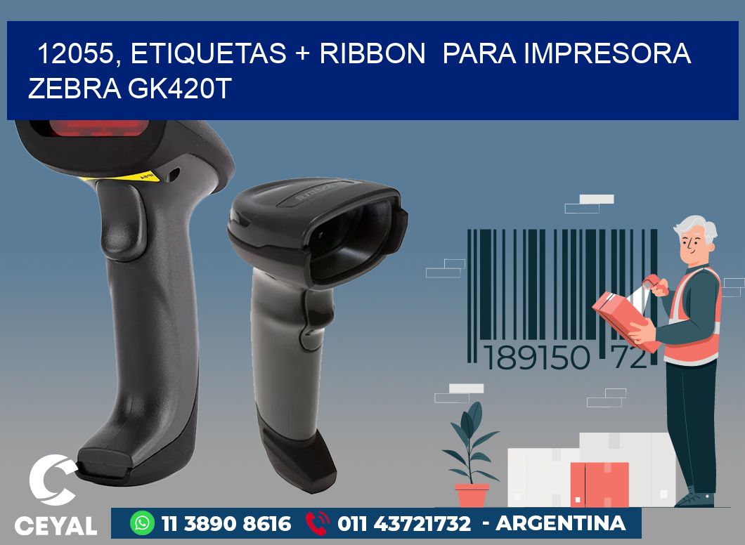 12055, etiquetas + ribbon  para impresora zebra GK420T