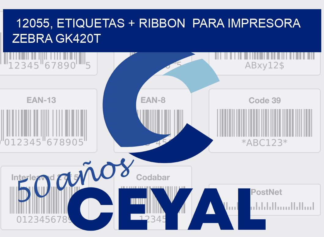 12055, etiquetas + ribbon  para impresora zebra GK420T
