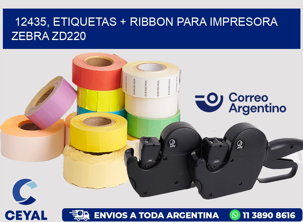 12435, etiquetas + ribbon para impresora zebra zd220