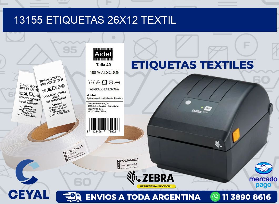 13155 ETIQUETAS 26X12 TEXTIL