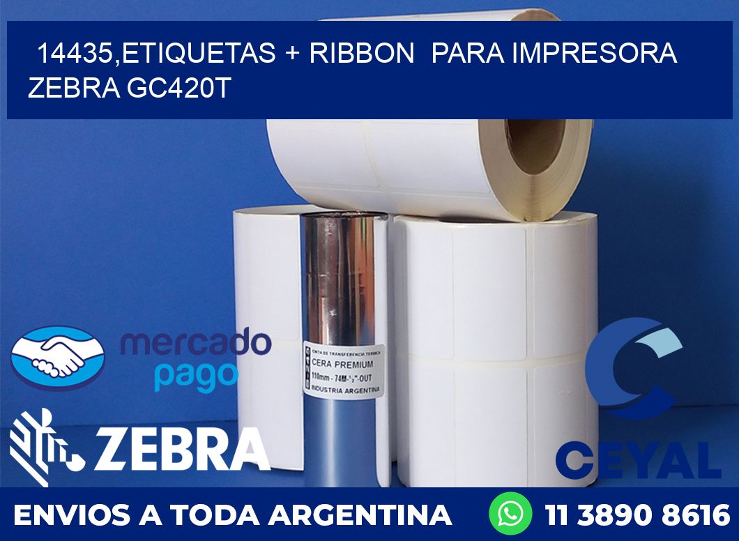 14435,etiquetas + ribbon  para impresora zebra GC420T