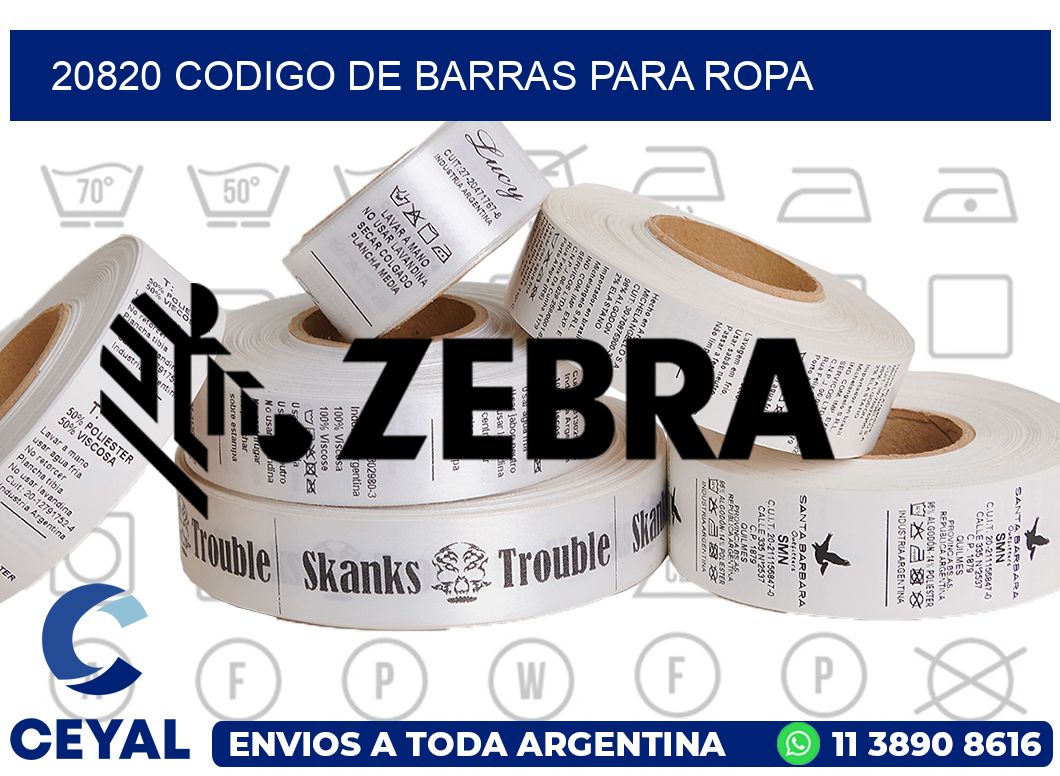 20820 CODIGO DE BARRAS PARA ROPA