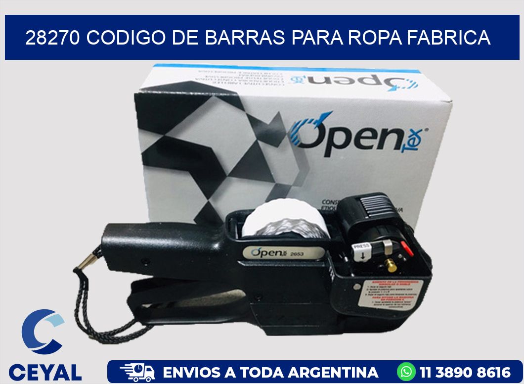 28270 CODIGO DE BARRAS PARA ROPA FABRICA