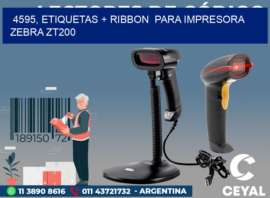 4595, etiquetas + ribbon  para impresora zebra ZT200
