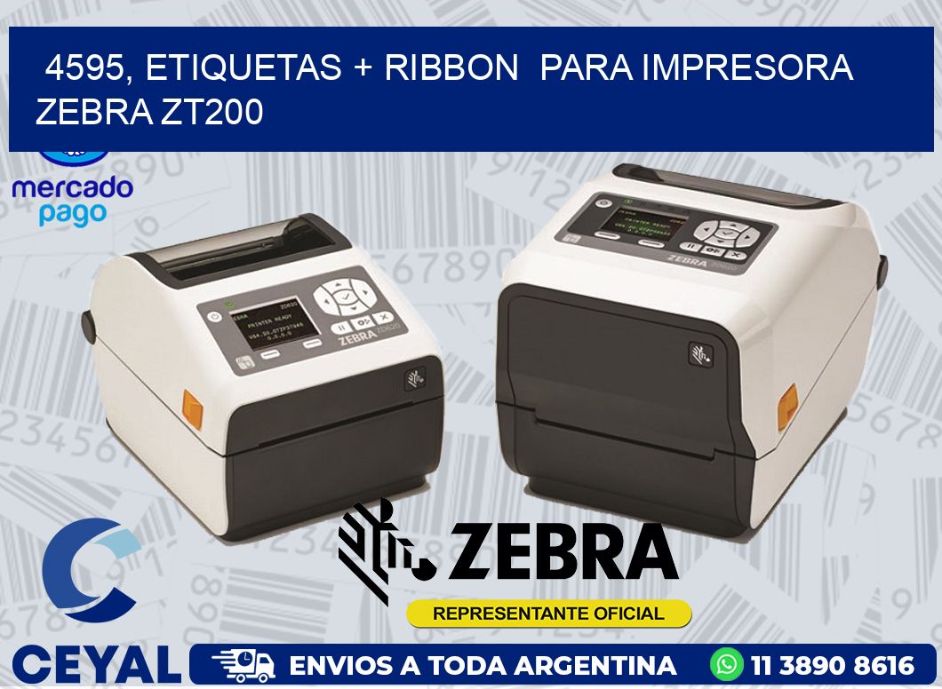 4595, etiquetas + ribbon  para impresora zebra ZT200