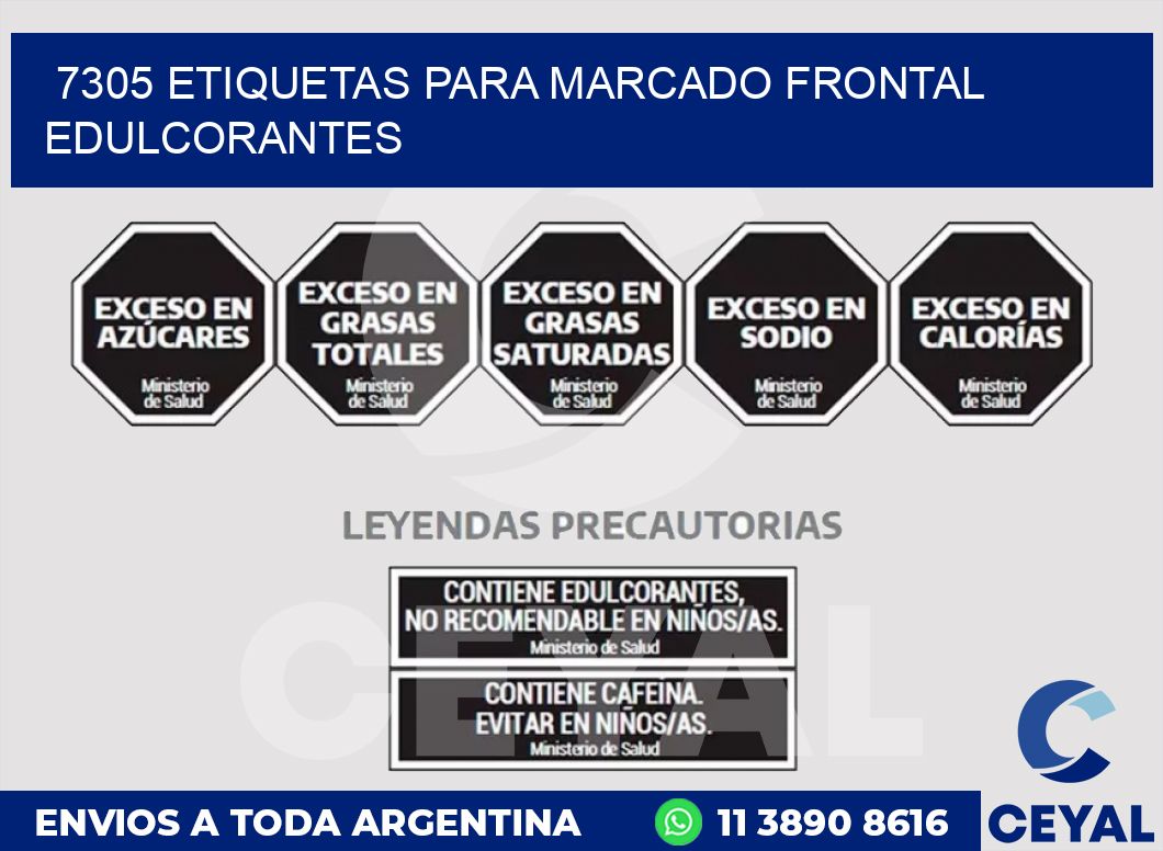 7305 ETIQUETAS PARA MARCADO FRONTAL EDULCORANTES