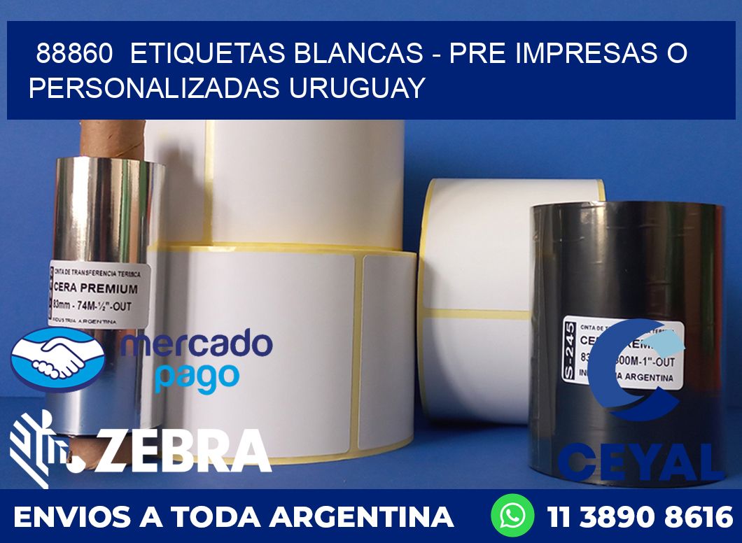 88860  ETIQUETAS BLANCAS - PRE IMPRESAS O PERSONALIZADAS URUGUAY