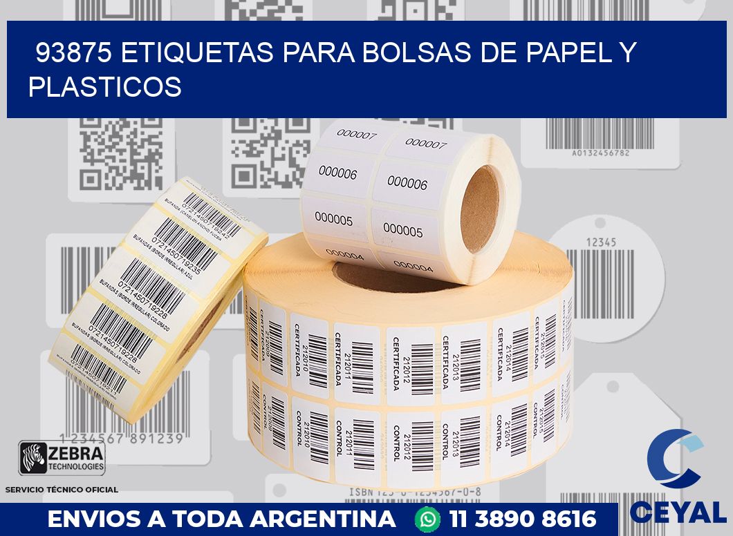 93875 ETIQUETAS PARA BOLSAS DE PAPEL Y PLASTICOS
