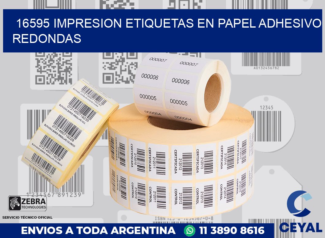 16595 IMPRESION ETIQUETAS EN PAPEL ADHESIVO REDONDAS