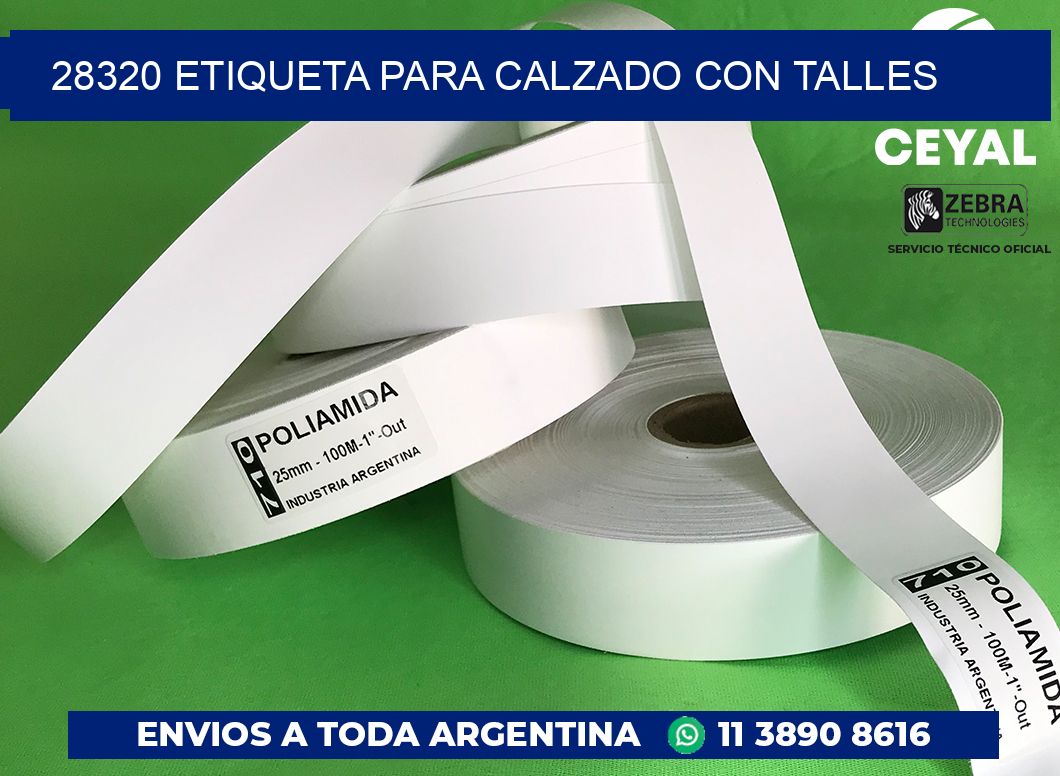 28320 ETIQUETA PARA CALZADO CON TALLES