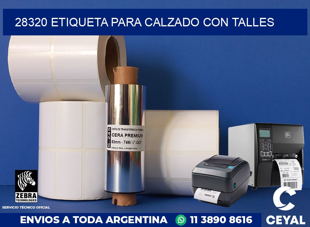 28320 ETIQUETA PARA CALZADO CON TALLES