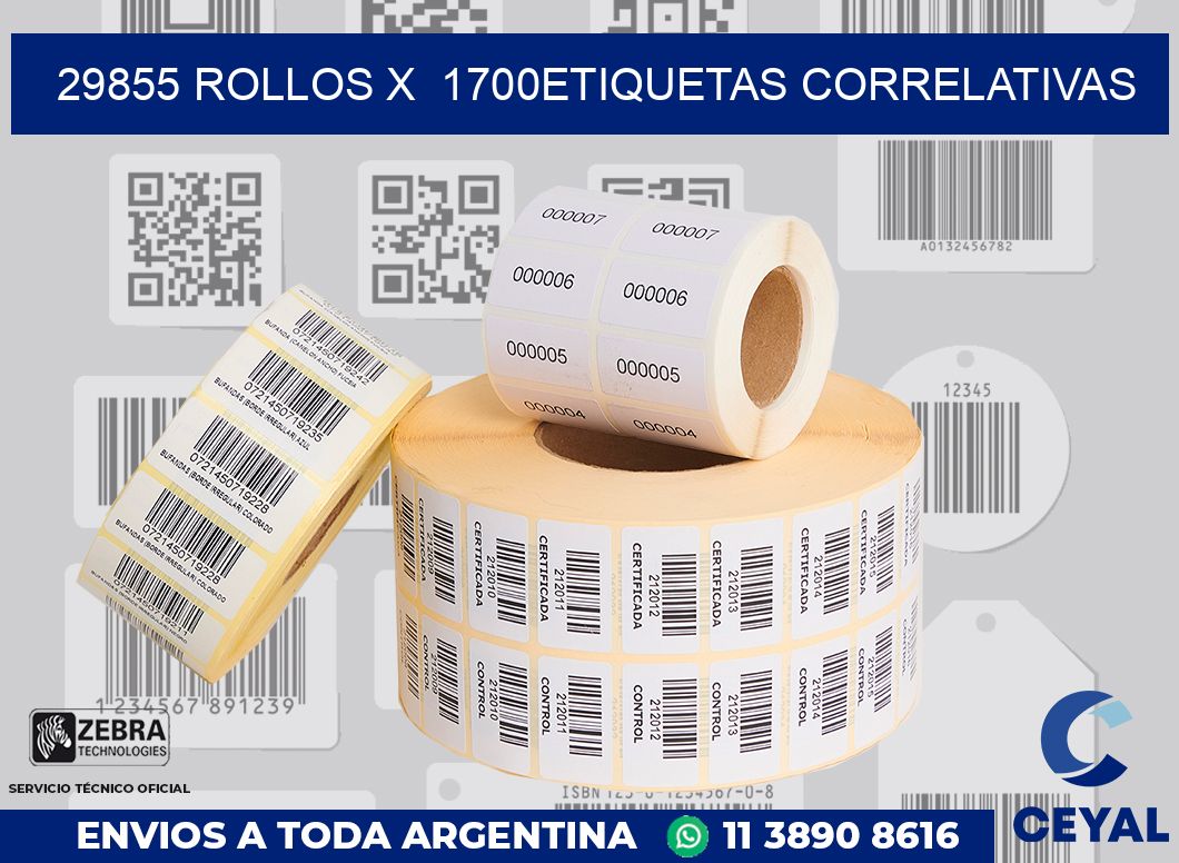29855 Rollos x 1700etiquetas correlativas