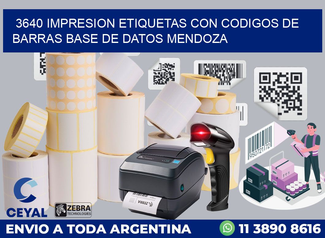 3640 IMPRESION ETIQUETAS CON CODIGOS DE BARRAS BASE DE DATOS MENDOZA