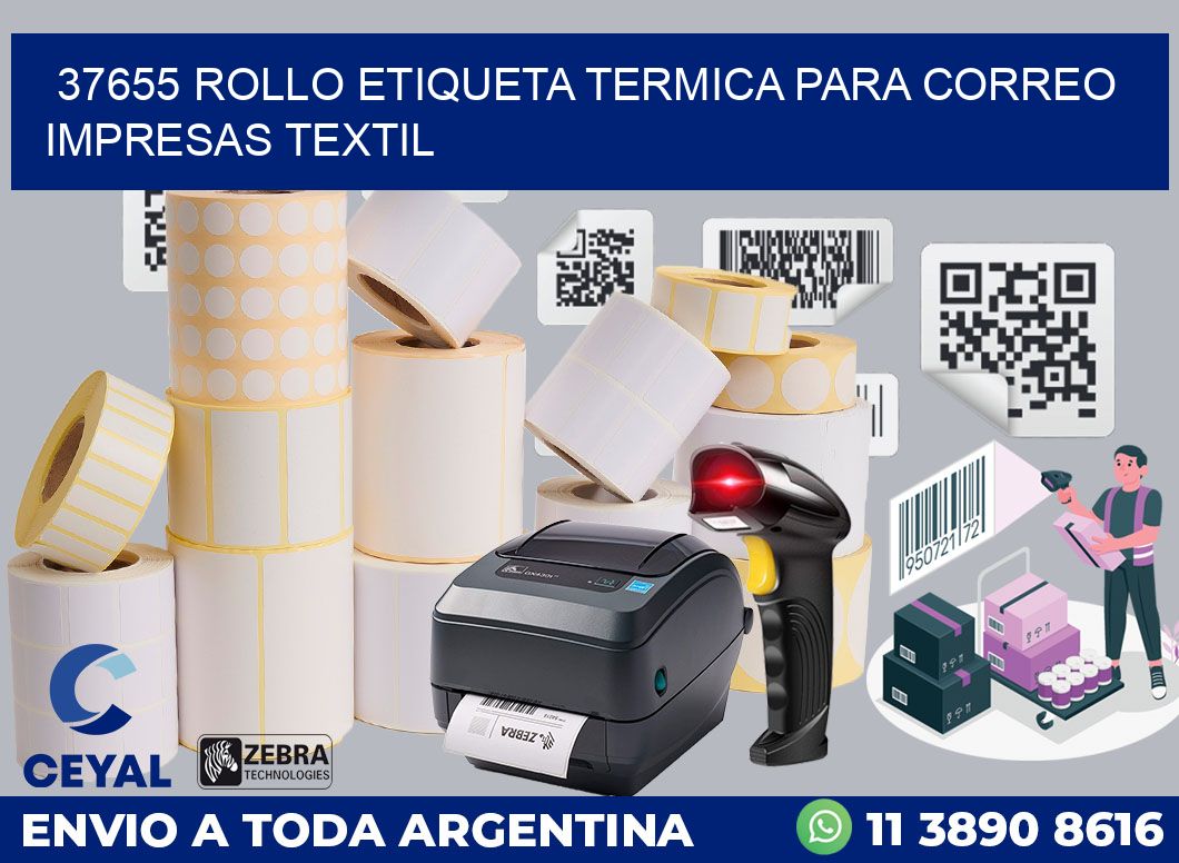 37655 ROLLO ETIQUETA TERMICA PARA CORREO IMPRESAS TEXTIL