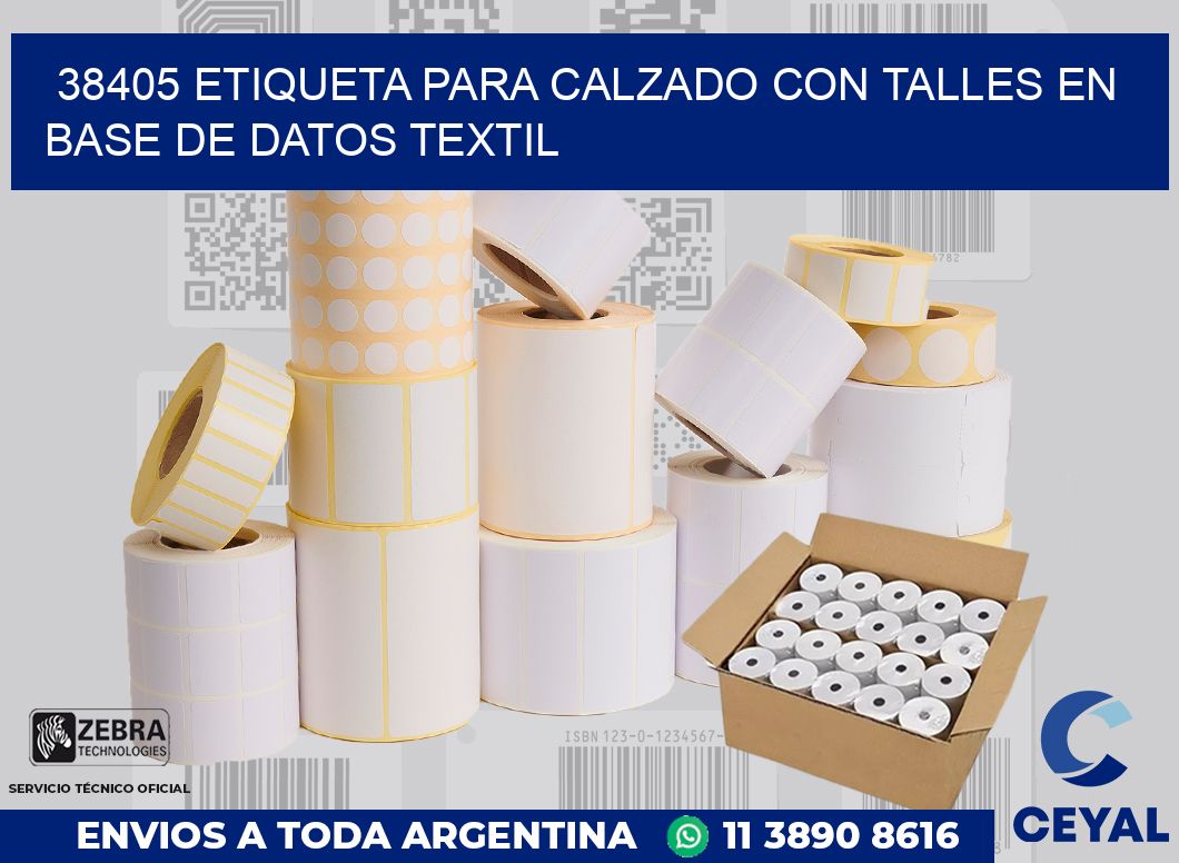 38405 ETIQUETA PARA CALZADO CON TALLES EN BASE DE DATOS TEXTIL