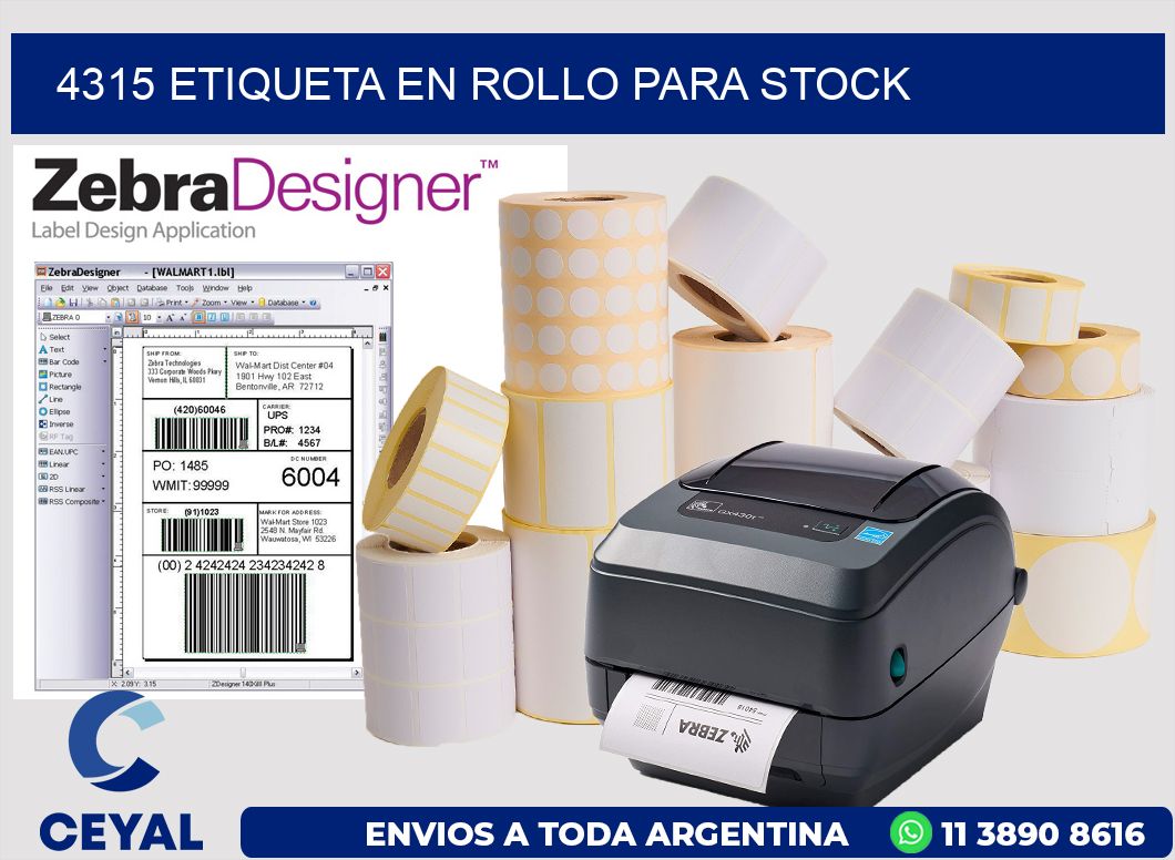 4315 ETIQUETA EN ROLLO PARA STOCK