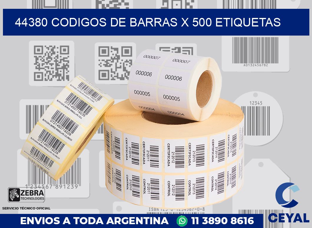 44380 codigos de barras x 500 etiquetas