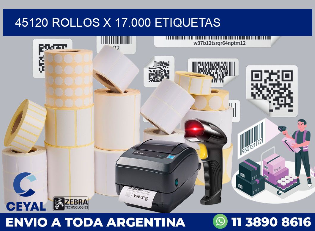 45120 Rollos x 17.000 etiquetas