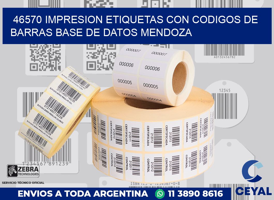46570 IMPRESION ETIQUETAS CON CODIGOS DE BARRAS BASE DE DATOS MENDOZA