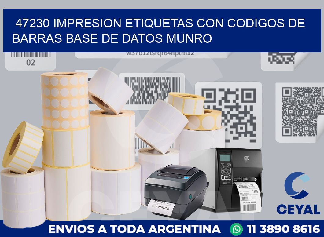 47230 IMPRESION ETIQUETAS CON CODIGOS DE BARRAS BASE DE DATOS MUNRO