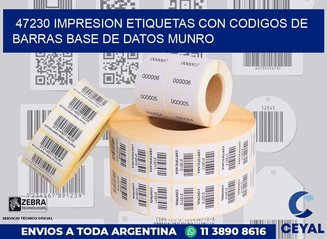 47230 IMPRESION ETIQUETAS CON CODIGOS DE BARRAS BASE DE DATOS MUNRO