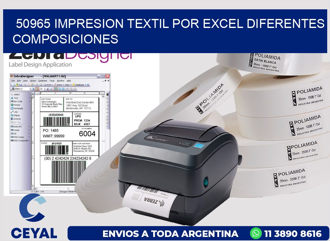 50965 IMPRESION TEXTIL POR EXCEL DIFERENTES COMPOSICIONES
