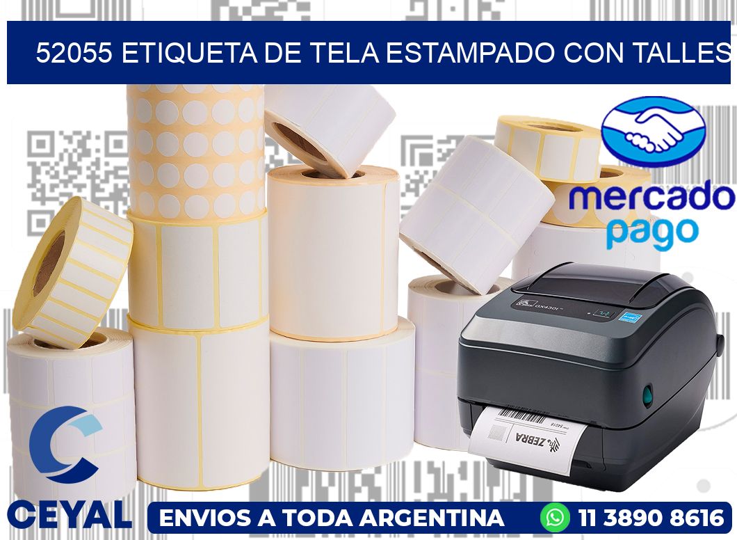 52055 ETIQUETA DE TELA ESTAMPADO CON TALLES