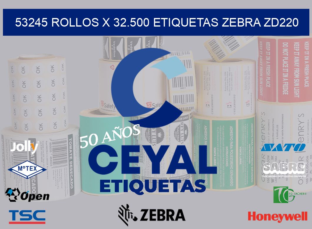 53245 Rollos x 32.500 etiquetas zebra zd220