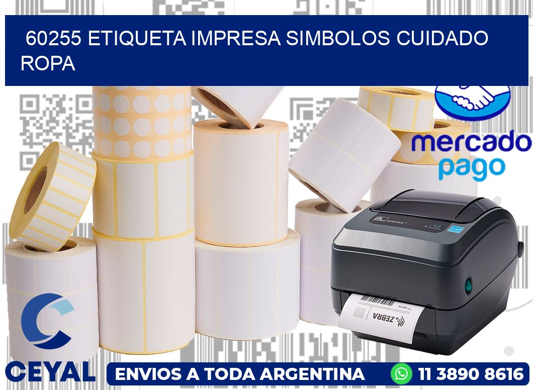 60255 ETIQUETA IMPRESA SIMBOLOS CUIDADO ROPA