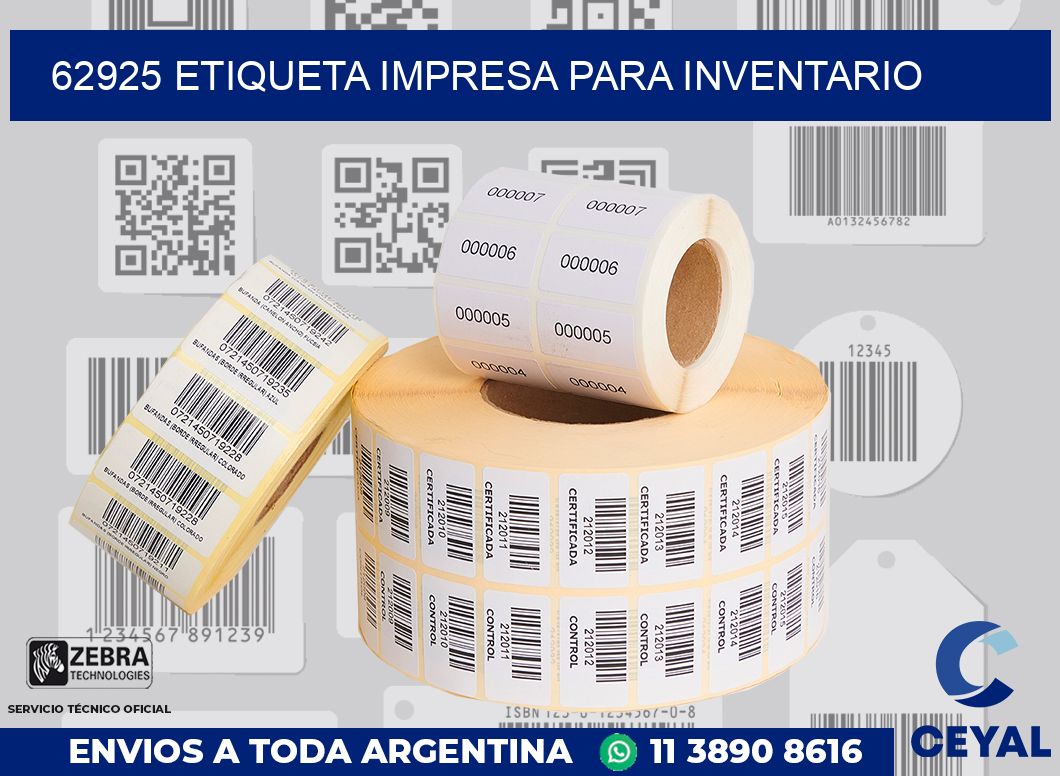 62925 ETIQUETA IMPRESA PARA INVENTARIO