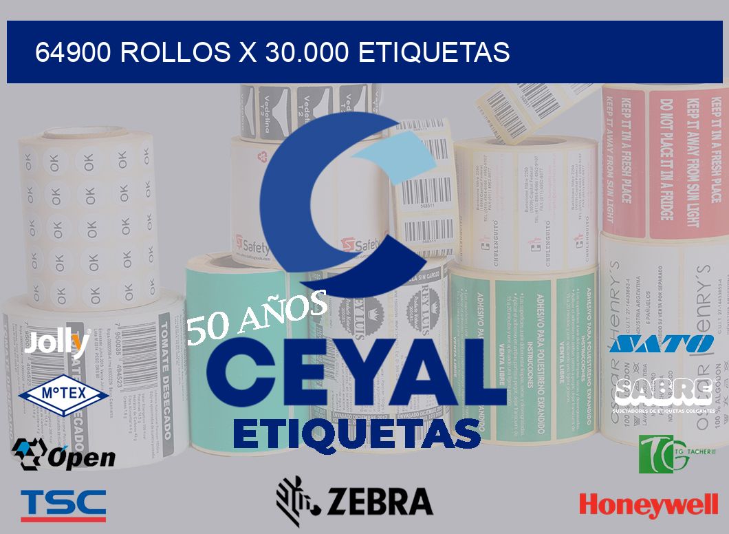 64900 Rollos x 30.000 etiquetas