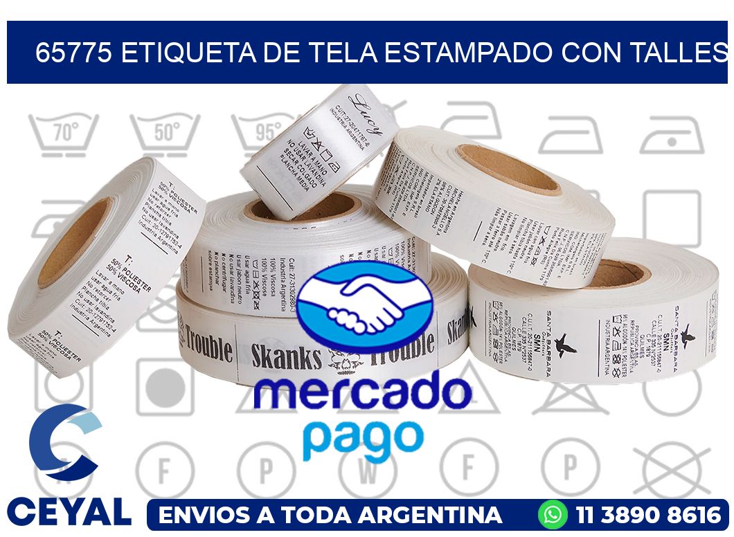 65775 ETIQUETA DE TELA ESTAMPADO CON TALLES