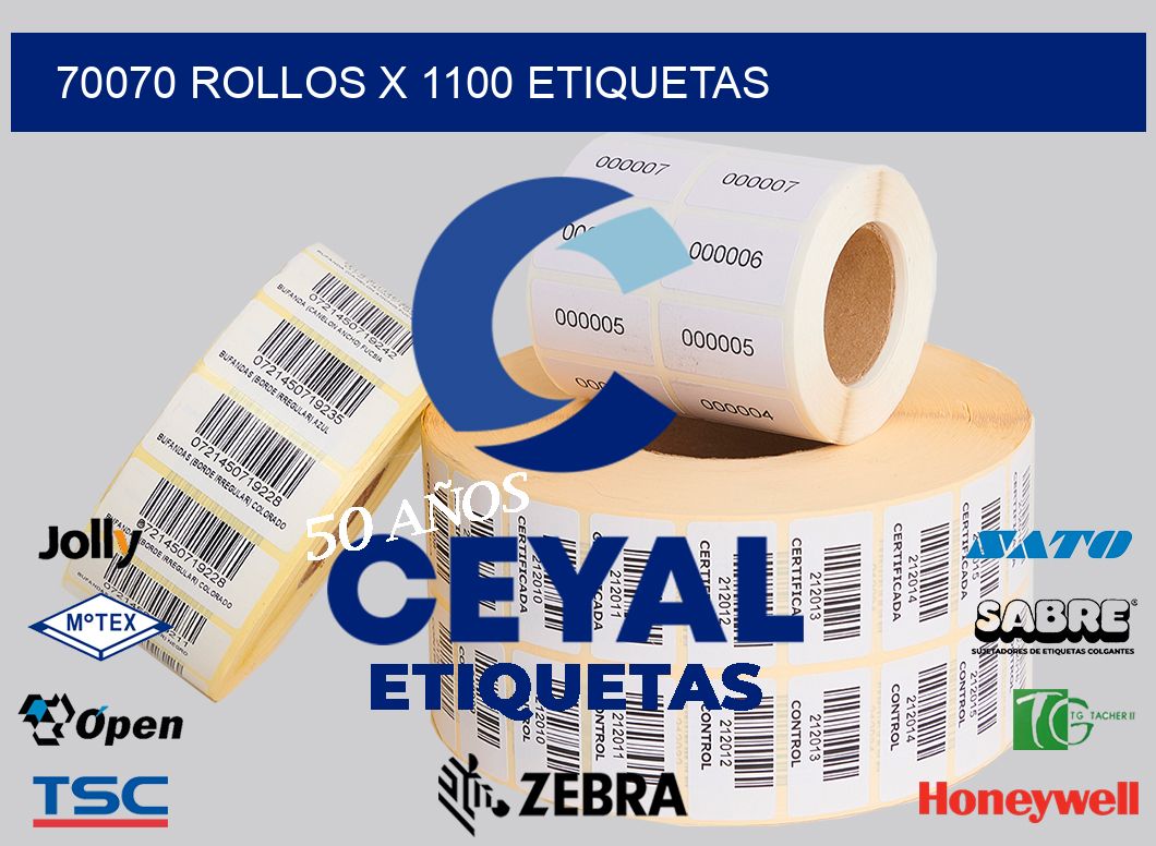 70070 Rollos x 1100 etiquetas
