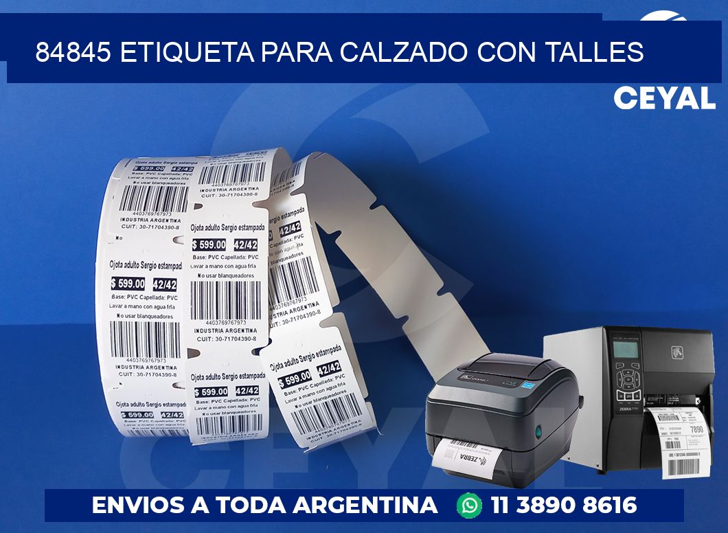 84845 ETIQUETA PARA CALZADO CON TALLES
