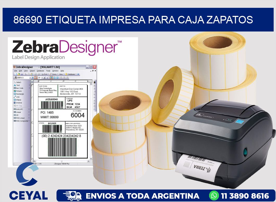 86690 ETIQUETA IMPRESA PARA CAJA ZAPATOS
