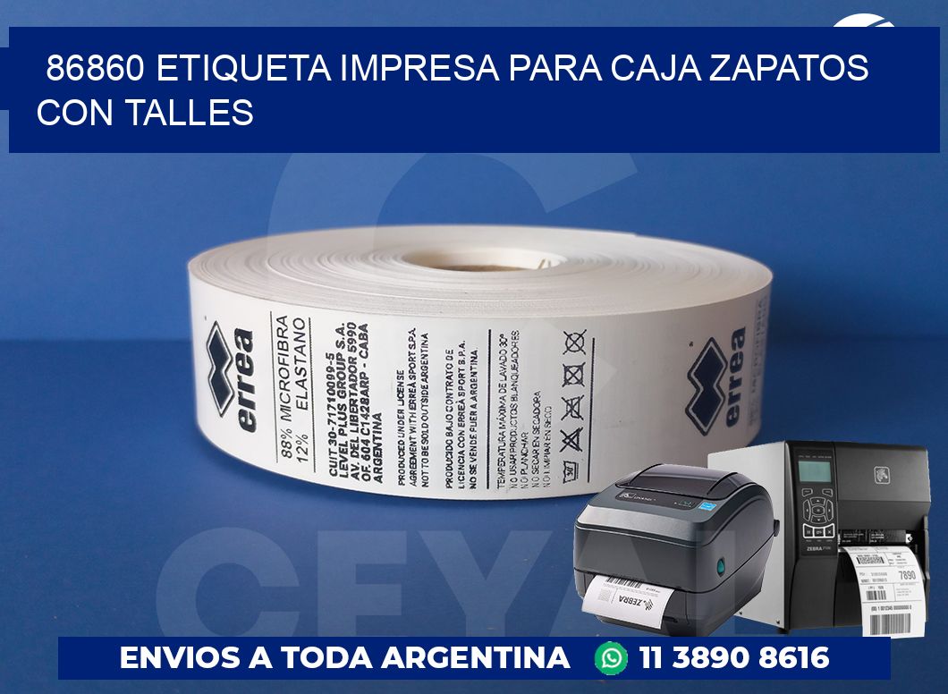 86860 ETIQUETA IMPRESA PARA CAJA ZAPATOS CON TALLES