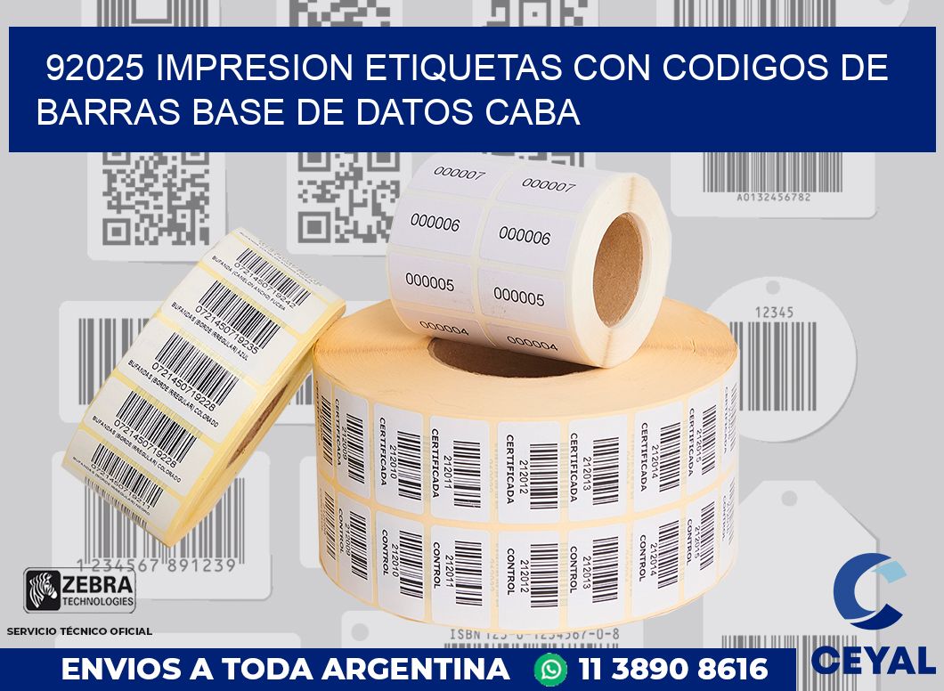 92025 IMPRESION ETIQUETAS CON CODIGOS DE BARRAS BASE DE DATOS CABA