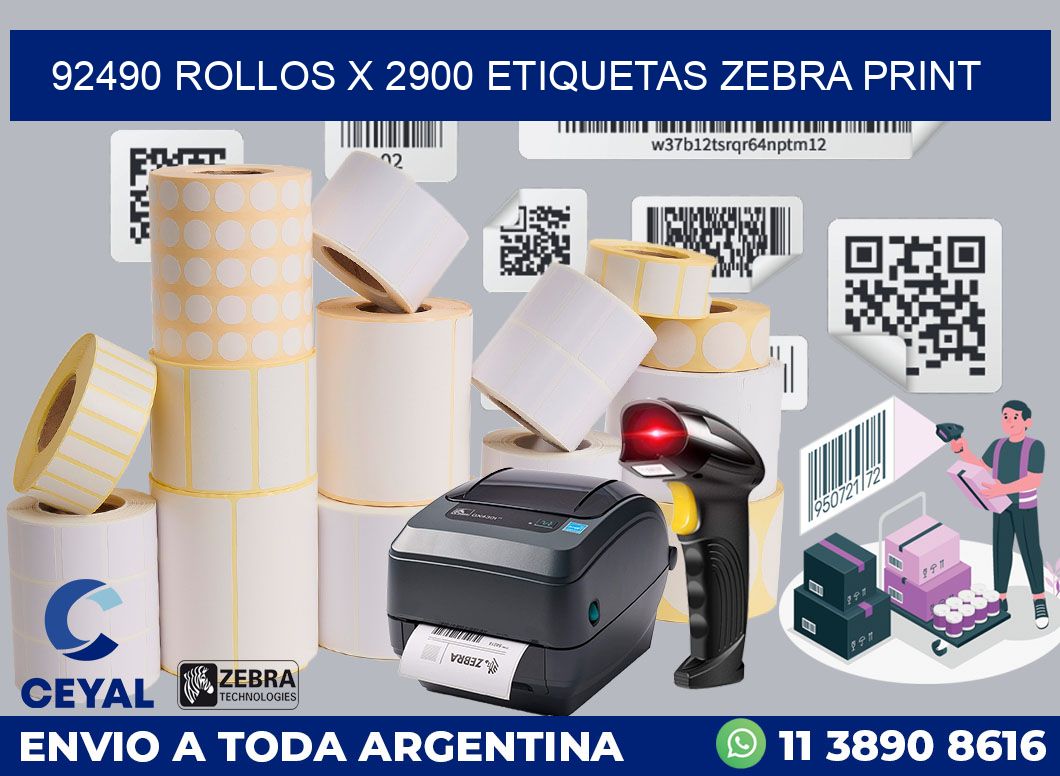 92490 Rollos x 2900 etiquetas zebra print
