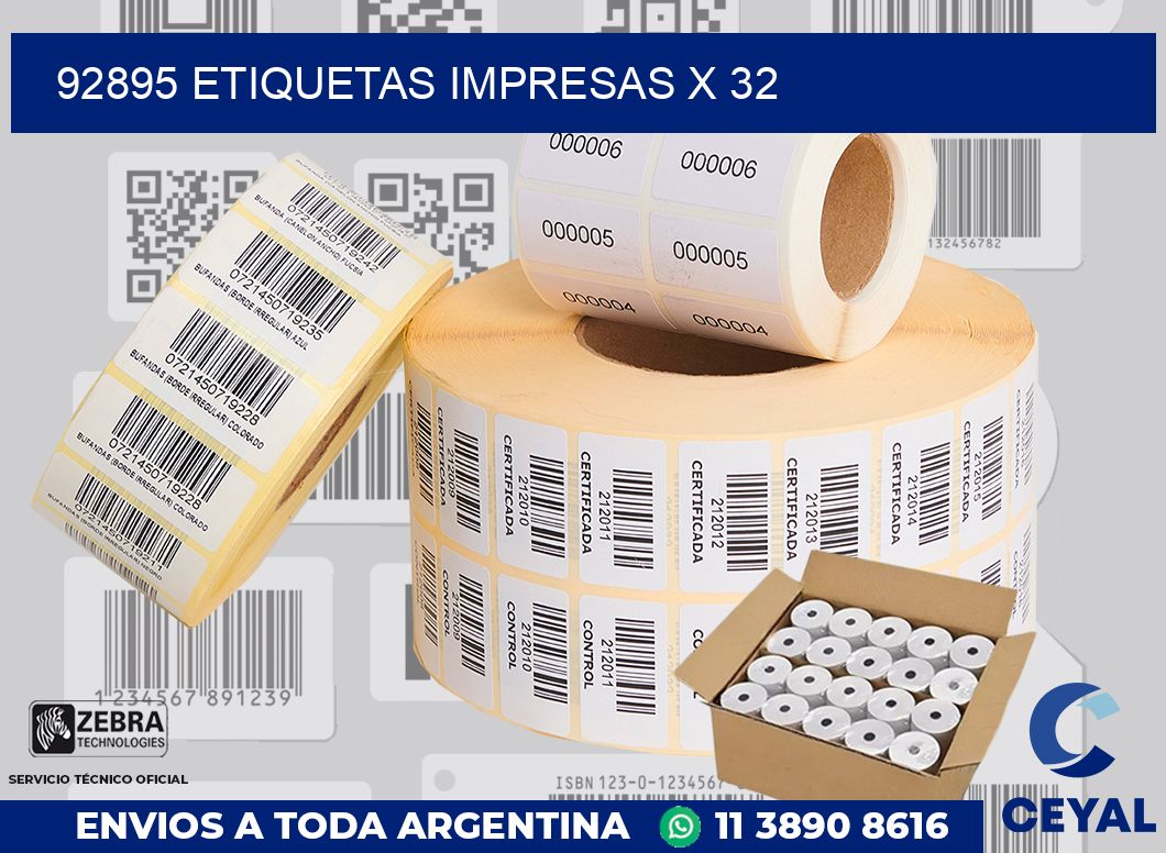 92895 Etiquetas impresas x 32
